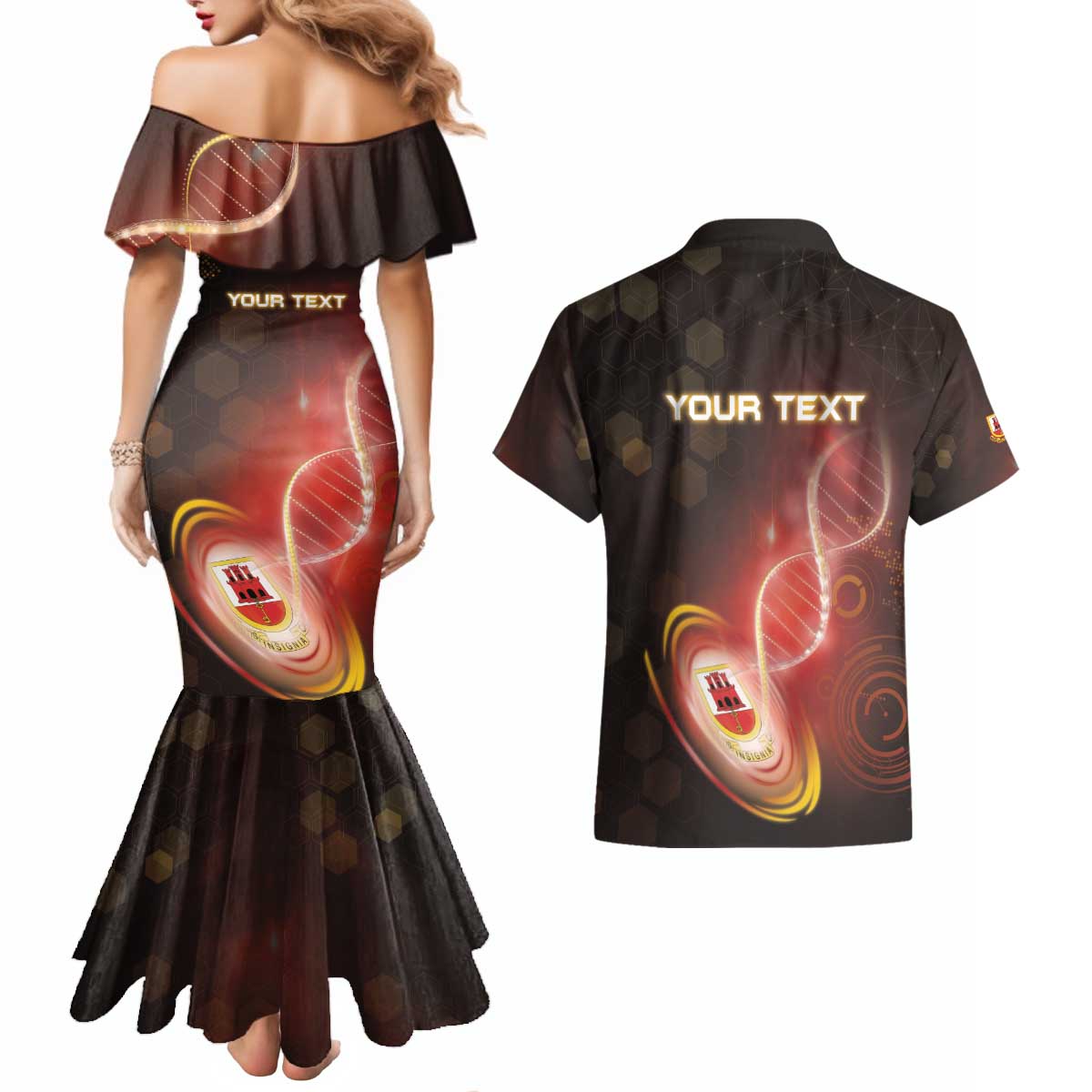 Personalized Gibraltar Is In My DNA Couples Matching Mermaid Dress and Hawaiian Shirt - Wonder Print Shop