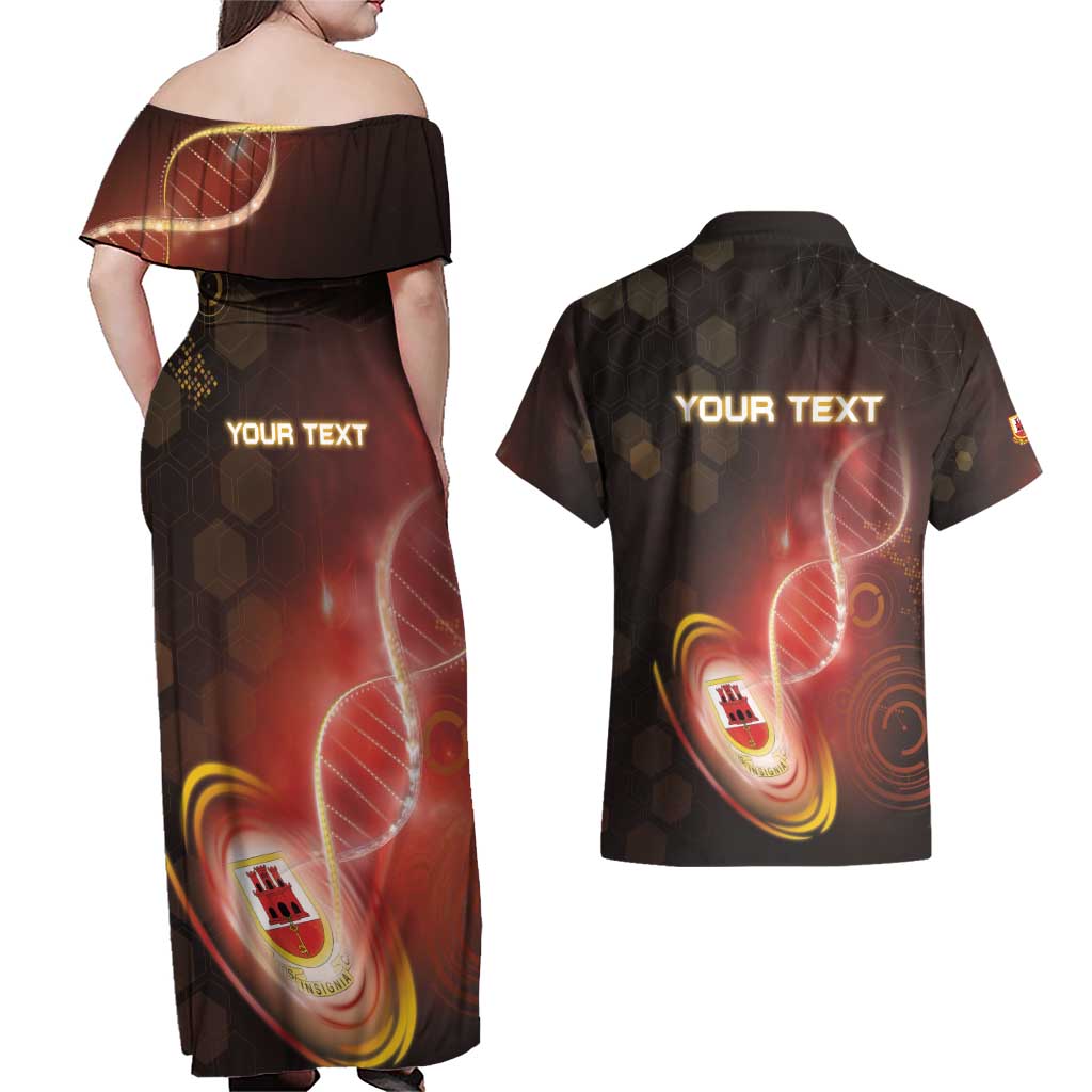 Personalized Gibraltar Is In My DNA Couples Matching Off Shoulder Maxi Dress and Hawaiian Shirt - Wonder Print Shop