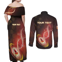 Personalized Gibraltar Is In My DNA Couples Matching Off Shoulder Maxi Dress and Long Sleeve Button Shirt - Wonder Print Shop