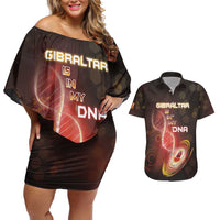 Personalized Gibraltar Is In My DNA Couples Matching Off Shoulder Short Dress and Hawaiian Shirt - Wonder Print Shop
