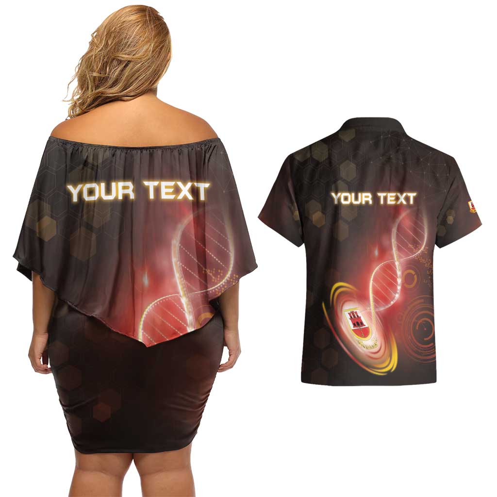 Personalized Gibraltar Is In My DNA Couples Matching Off Shoulder Short Dress and Hawaiian Shirt - Wonder Print Shop