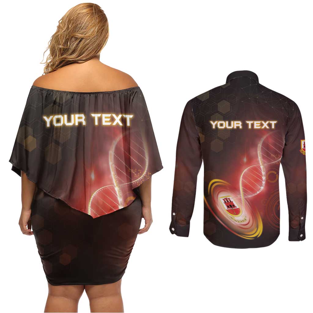 Personalized Gibraltar Is In My DNA Couples Matching Off Shoulder Short Dress and Long Sleeve Button Shirt - Wonder Print Shop