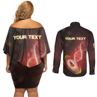 Personalized Gibraltar Is In My DNA Couples Matching Off Shoulder Short Dress and Long Sleeve Button Shirt - Wonder Print Shop