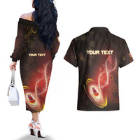 Personalized Gibraltar Is In My DNA Couples Matching Off The Shoulder Long Sleeve Dress and Hawaiian Shirt - Wonder Print Shop