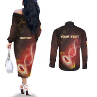 Personalized Gibraltar Is In My DNA Couples Matching Off The Shoulder Long Sleeve Dress and Long Sleeve Button Shirt - Wonder Print Shop