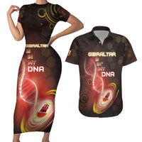 Personalized Gibraltar Is In My DNA Couples Matching Short Sleeve Bodycon Dress and Hawaiian Shirt - Wonder Print Shop