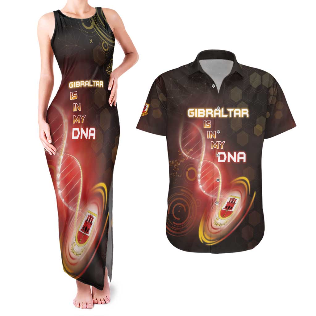 Personalized Gibraltar Is In My DNA Couples Matching Tank Maxi Dress and Hawaiian Shirt - Wonder Print Shop