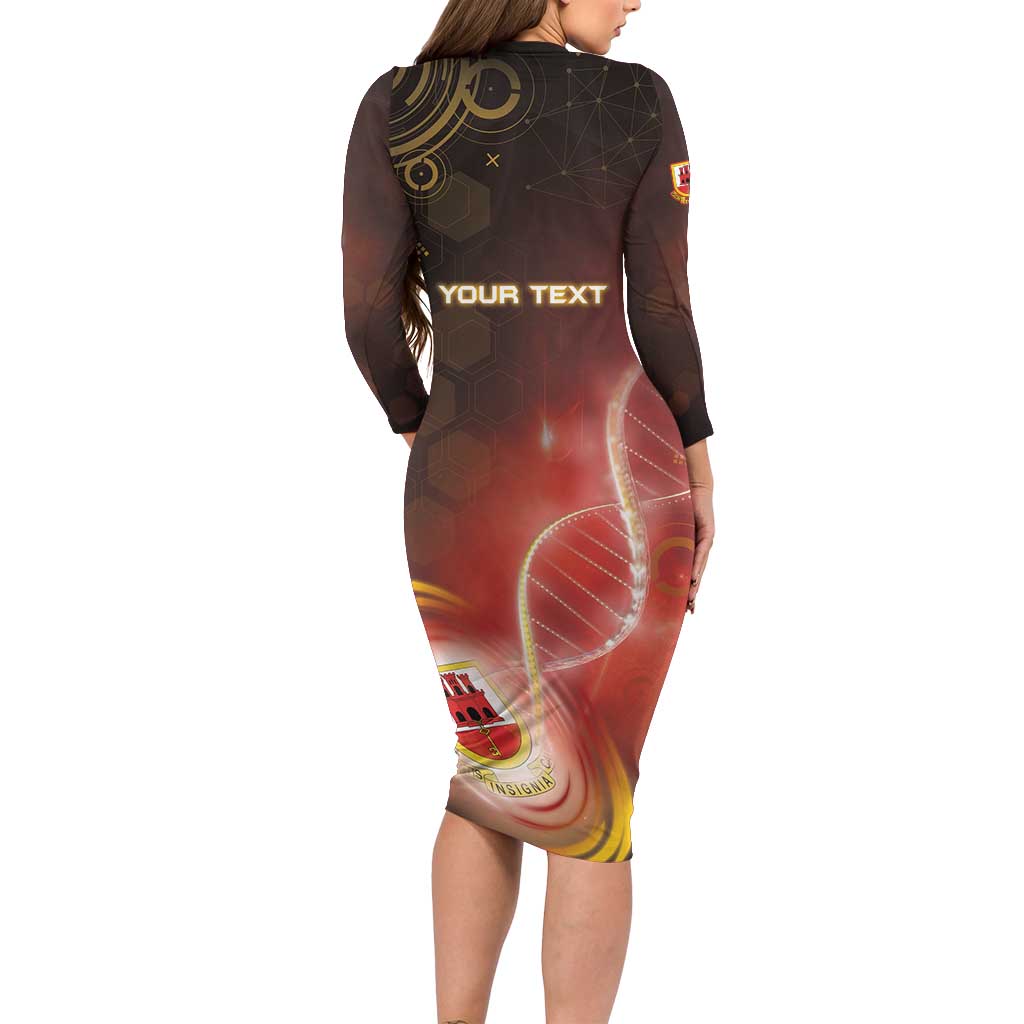 Personalized Gibraltar Is In My DNA Family Matching Long Sleeve Bodycon Dress and Hawaiian Shirt - Wonder Print Shop