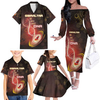 Personalized Gibraltar Is In My DNA Family Matching Off The Shoulder Long Sleeve Dress and Hawaiian Shirt - Wonder Print Shop