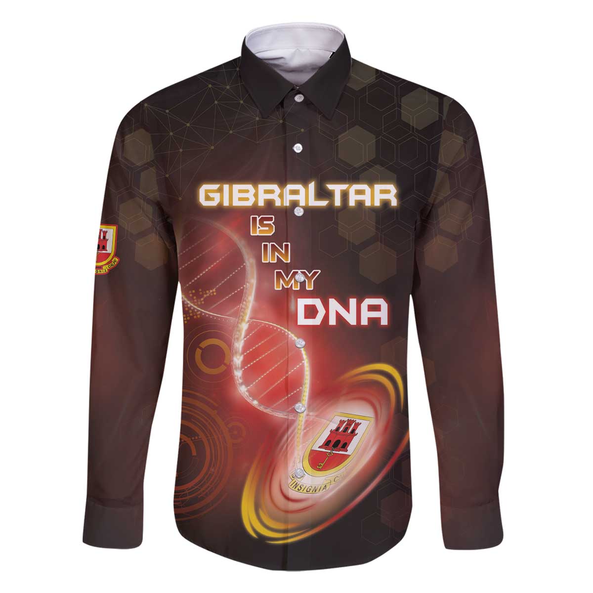Personalized Gibraltar Is In My DNA Family Matching Off The Shoulder Long Sleeve Dress and Hawaiian Shirt - Wonder Print Shop