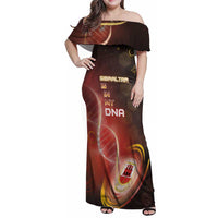 Personalized Gibraltar Is In My DNA Family Matching Off Shoulder Maxi Dress and Hawaiian Shirt - Wonder Print Shop