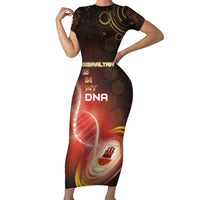 Personalized Gibraltar Is In My DNA Family Matching Short Sleeve Bodycon Dress and Hawaiian Shirt - Wonder Print Shop