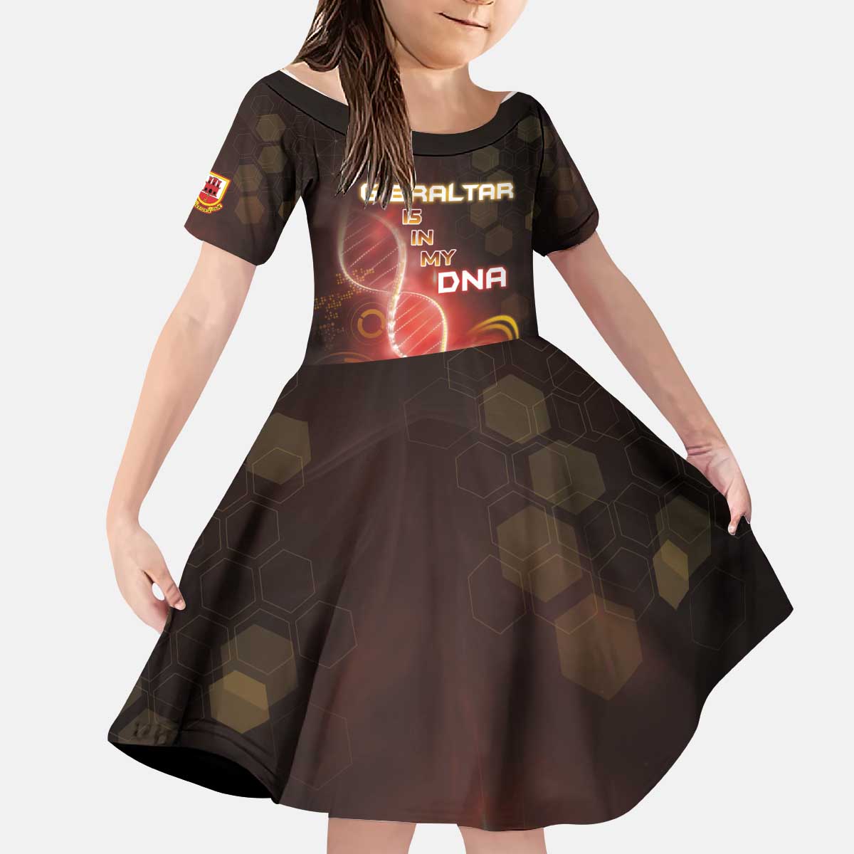 Personalized Gibraltar Is In My DNA Kid Short Sleeve Dress - Wonder Print Shop