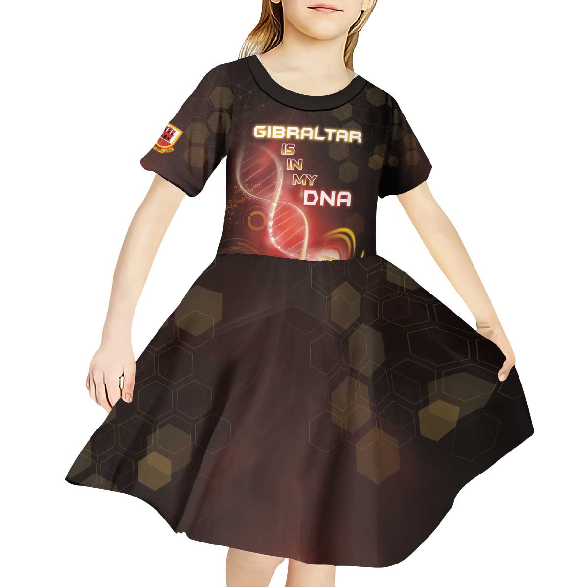 Personalized Gibraltar Is In My DNA Kid Short Sleeve Dress - Wonder Print Shop