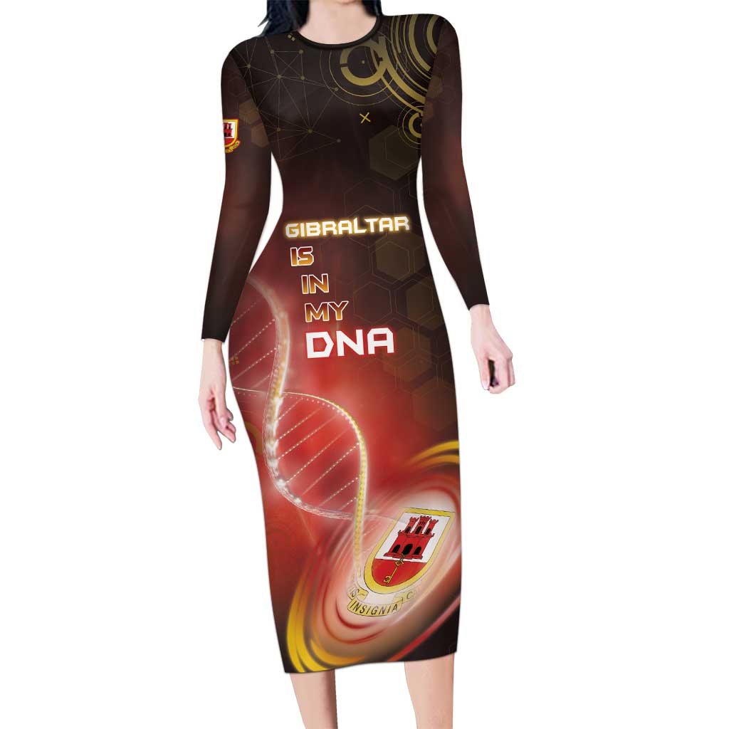 Personalized Gibraltar Is In My DNA Long Sleeve Bodycon Dress - Wonder Print Shop