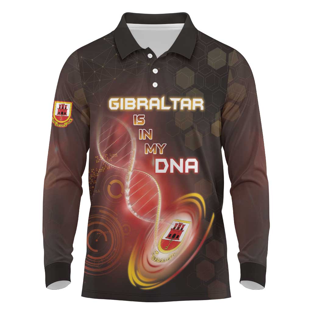 Personalized Gibraltar Is In My DNA Long Sleeve Polo Shirt - Wonder Print Shop