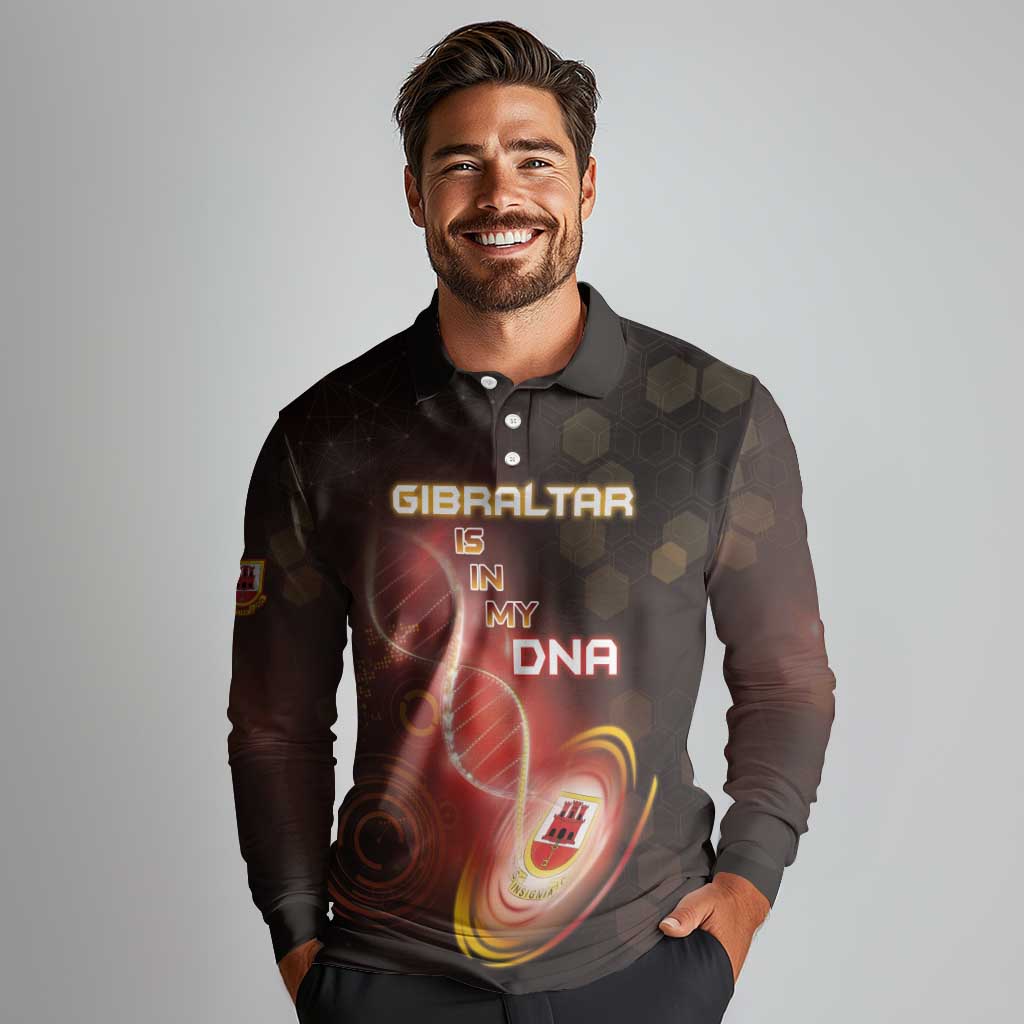 Personalized Gibraltar Is In My DNA Long Sleeve Polo Shirt - Wonder Print Shop