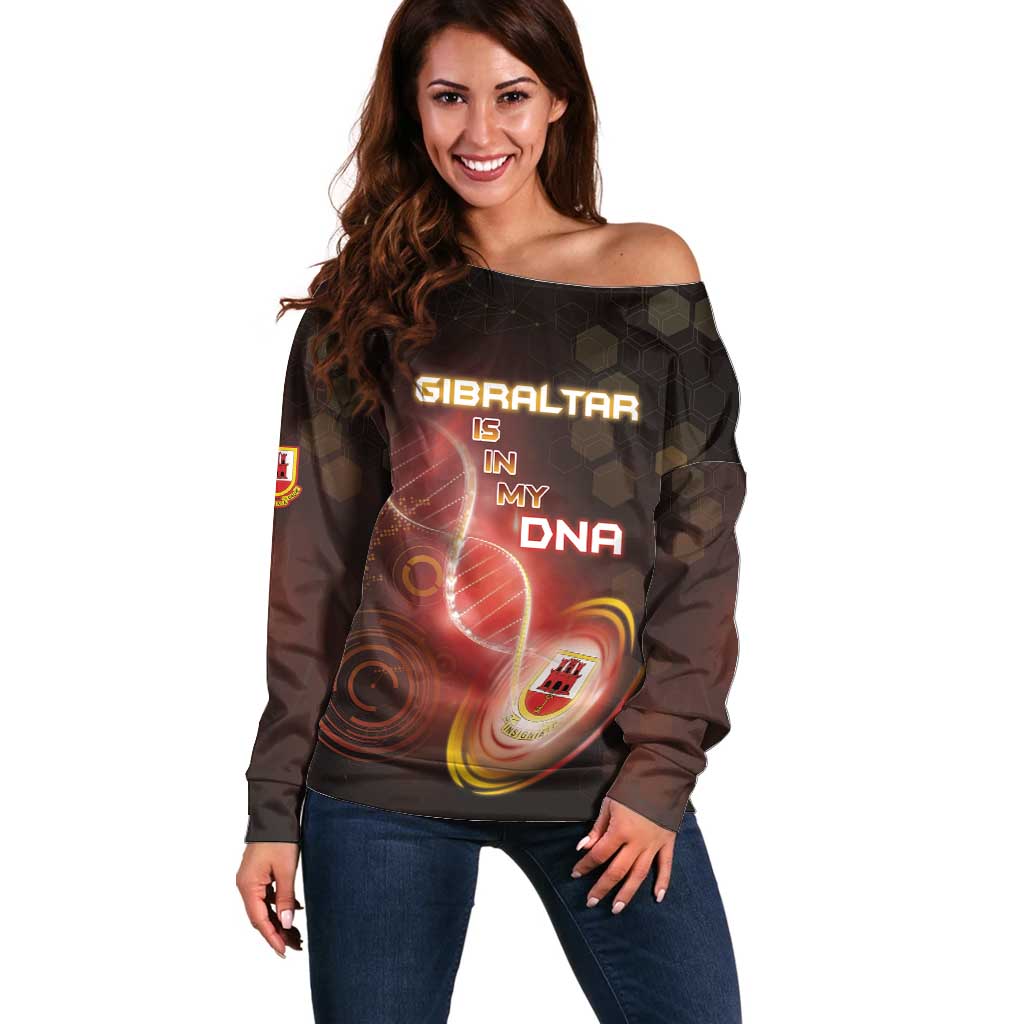 Personalized Gibraltar Is In My DNA Off Shoulder Sweater - Wonder Print Shop