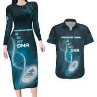 Personalized Tristan Da Cunha Is In My DNA Couples Matching Long Sleeve Bodycon Dress and Hawaiian Shirt - Wonder Print Shop