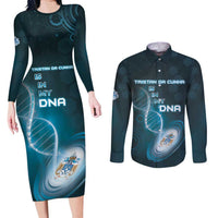 Personalized Tristan Da Cunha Is In My DNA Couples Matching Long Sleeve Bodycon Dress and Long Sleeve Button Shirt - Wonder Print Shop