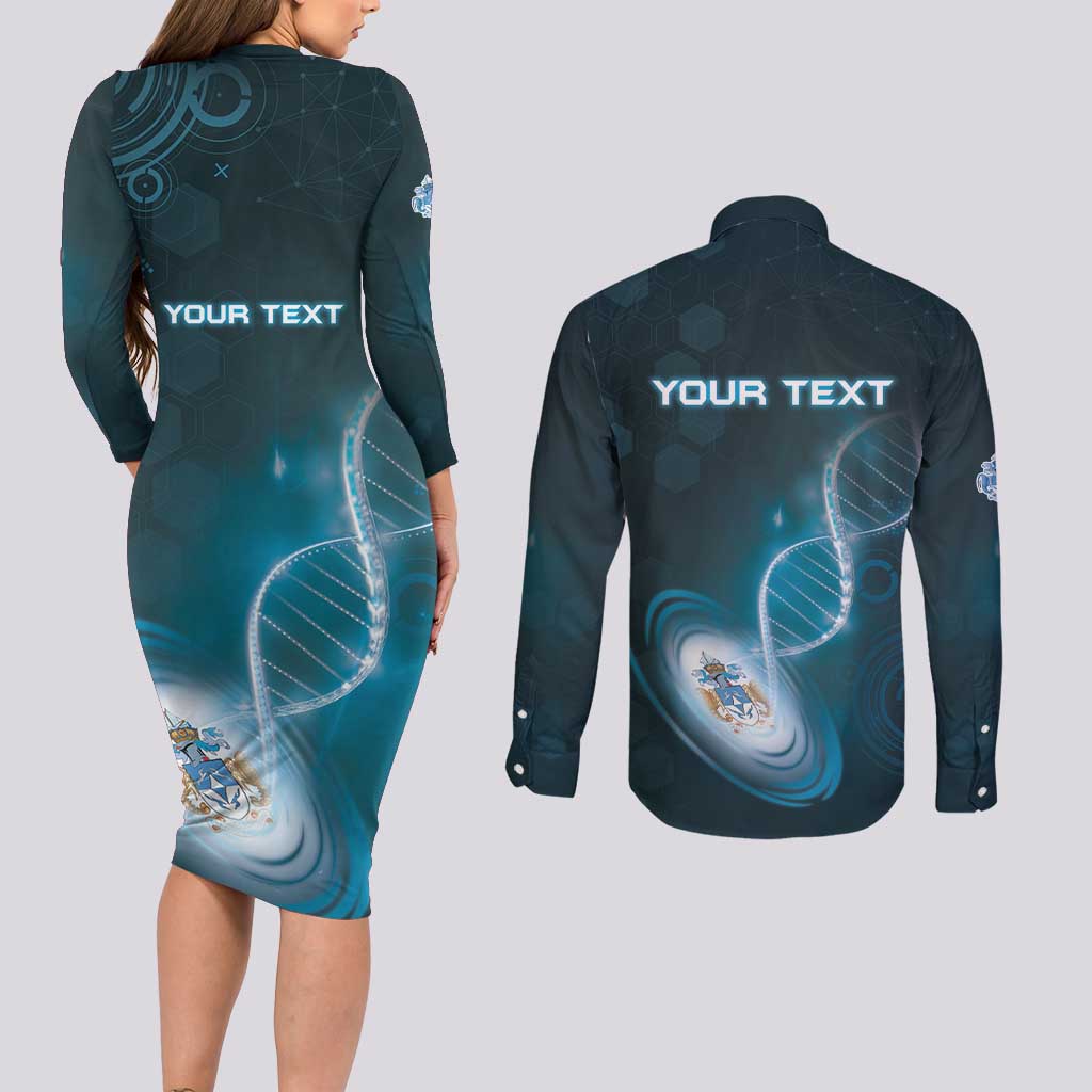 Personalized Tristan Da Cunha Is In My DNA Couples Matching Long Sleeve Bodycon Dress and Long Sleeve Button Shirt - Wonder Print Shop