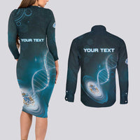 Personalized Tristan Da Cunha Is In My DNA Couples Matching Long Sleeve Bodycon Dress and Long Sleeve Button Shirt - Wonder Print Shop