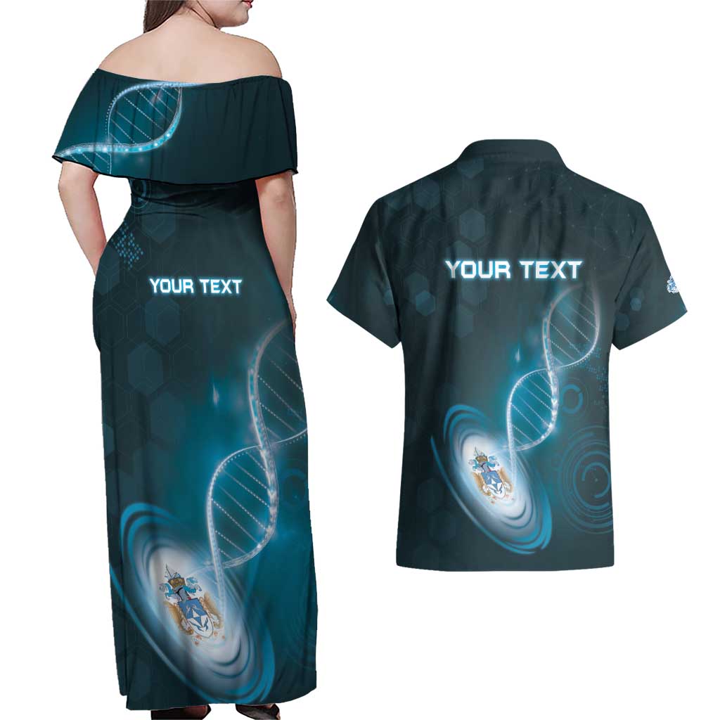 Personalized Tristan Da Cunha Is In My DNA Couples Matching Off Shoulder Maxi Dress and Hawaiian Shirt - Wonder Print Shop