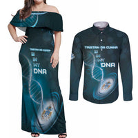 Personalized Tristan Da Cunha Is In My DNA Couples Matching Off Shoulder Maxi Dress and Long Sleeve Button Shirt - Wonder Print Shop