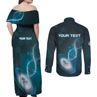Personalized Tristan Da Cunha Is In My DNA Couples Matching Off Shoulder Maxi Dress and Long Sleeve Button Shirt - Wonder Print Shop