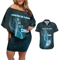 Personalized Tristan Da Cunha Is In My DNA Couples Matching Off Shoulder Short Dress and Hawaiian Shirt - Wonder Print Shop