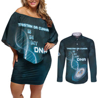 Personalized Tristan Da Cunha Is In My DNA Couples Matching Off Shoulder Short Dress and Long Sleeve Button Shirt - Wonder Print Shop