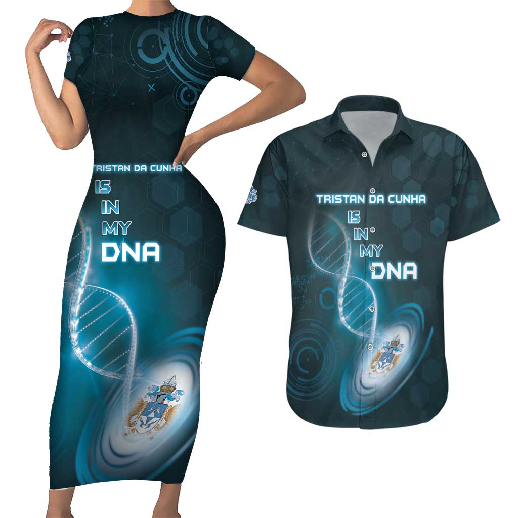 Personalized Tristan Da Cunha Is In My DNA Couples Matching Short Sleeve Bodycon Dress and Hawaiian Shirt - Wonder Print Shop