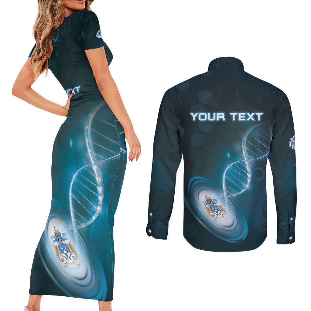 Personalized Tristan Da Cunha Is In My DNA Couples Matching Short Sleeve Bodycon Dress and Long Sleeve Button Shirt - Wonder Print Shop