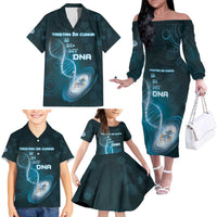 Personalized Tristan Da Cunha Is In My DNA Family Matching Off The Shoulder Long Sleeve Dress and Hawaiian Shirt - Wonder Print Shop
