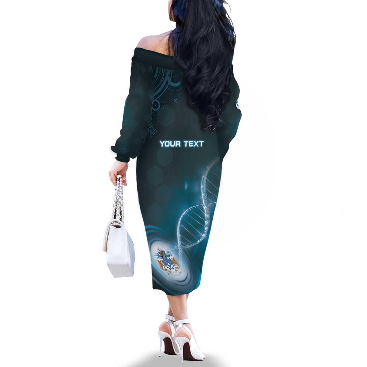 Personalized Tristan Da Cunha Is In My DNA Family Matching Off The Shoulder Long Sleeve Dress and Hawaiian Shirt - Wonder Print Shop