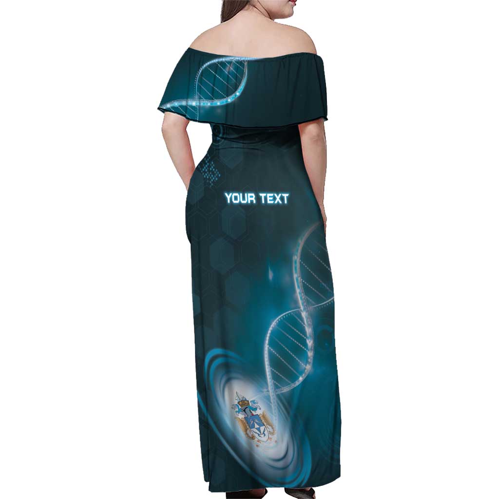 Personalized Tristan Da Cunha Is In My DNA Family Matching Off Shoulder Maxi Dress and Hawaiian Shirt - Wonder Print Shop