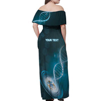 Personalized Tristan Da Cunha Is In My DNA Family Matching Off Shoulder Maxi Dress and Hawaiian Shirt - Wonder Print Shop