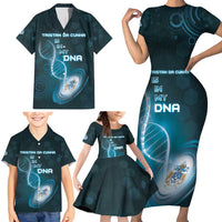 Personalized Tristan Da Cunha Is In My DNA Family Matching Short Sleeve Bodycon Dress and Hawaiian Shirt - Wonder Print Shop