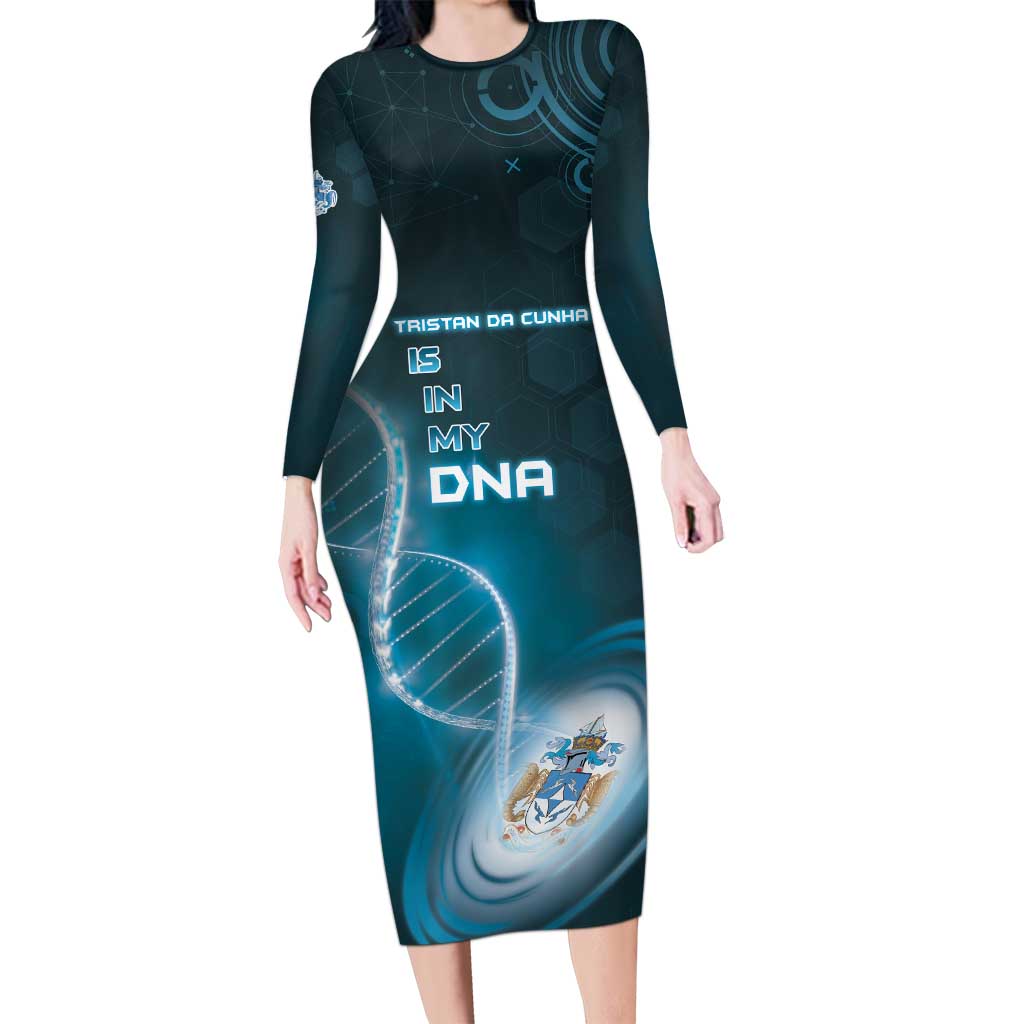 Personalized Tristan Da Cunha Is In My DNA Long Sleeve Bodycon Dress - Wonder Print Shop