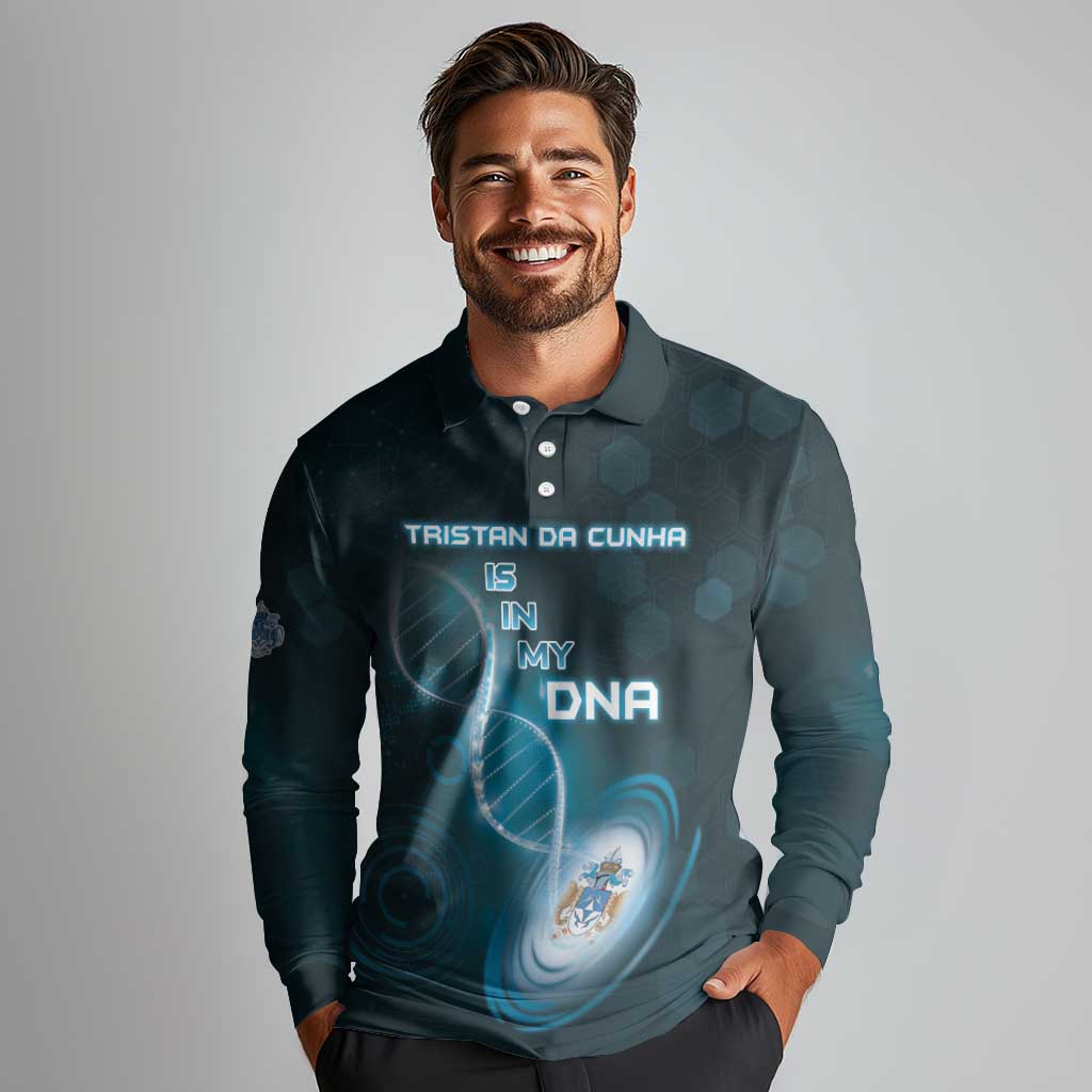 Personalized Tristan Da Cunha Is In My DNA Long Sleeve Polo Shirt - Wonder Print Shop