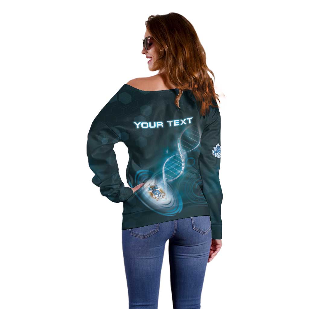 Personalized Tristan Da Cunha Is In My DNA Off Shoulder Sweater - Wonder Print Shop