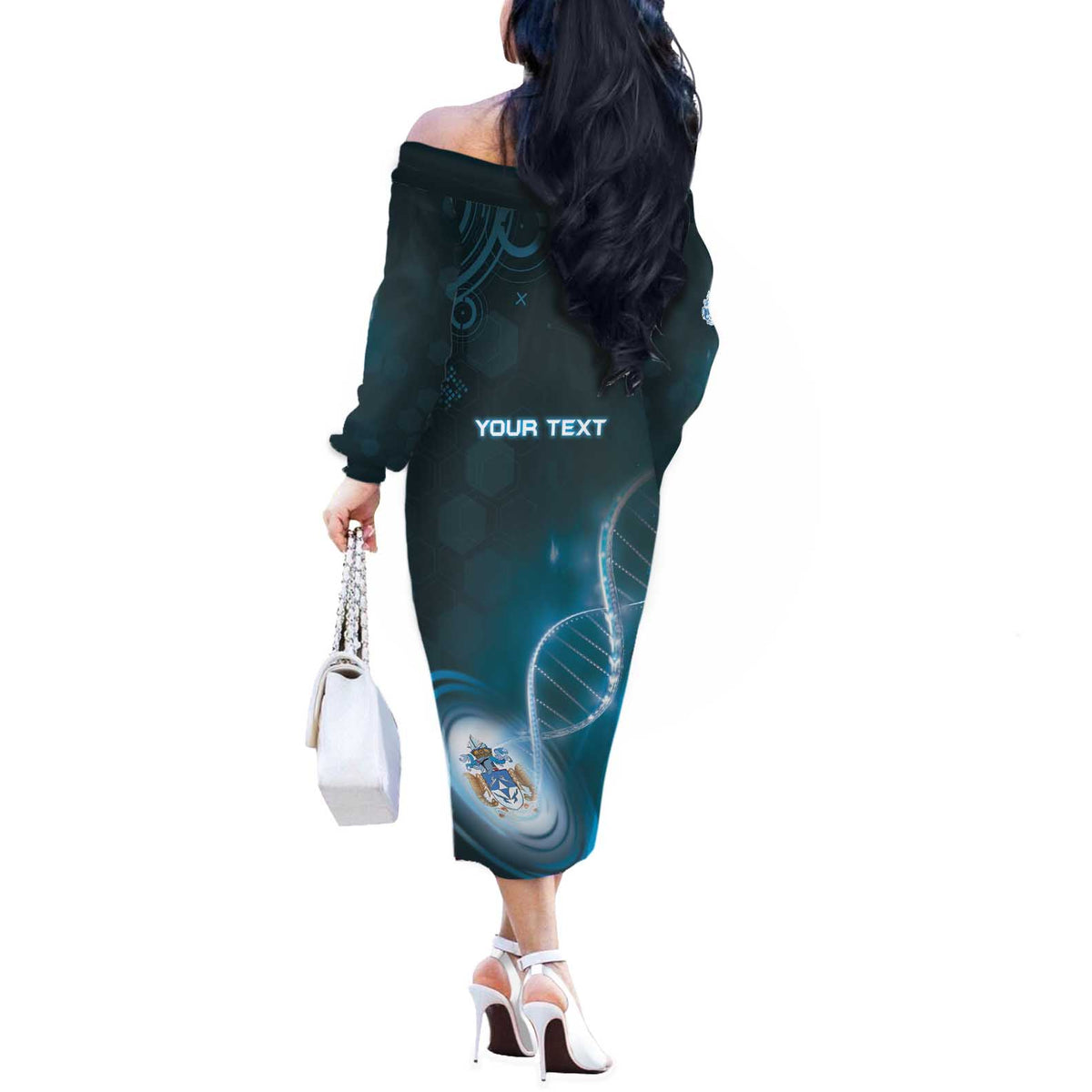 Personalized Tristan Da Cunha Is In My DNA Off The Shoulder Long Sleeve Dress - Wonder Print Shop