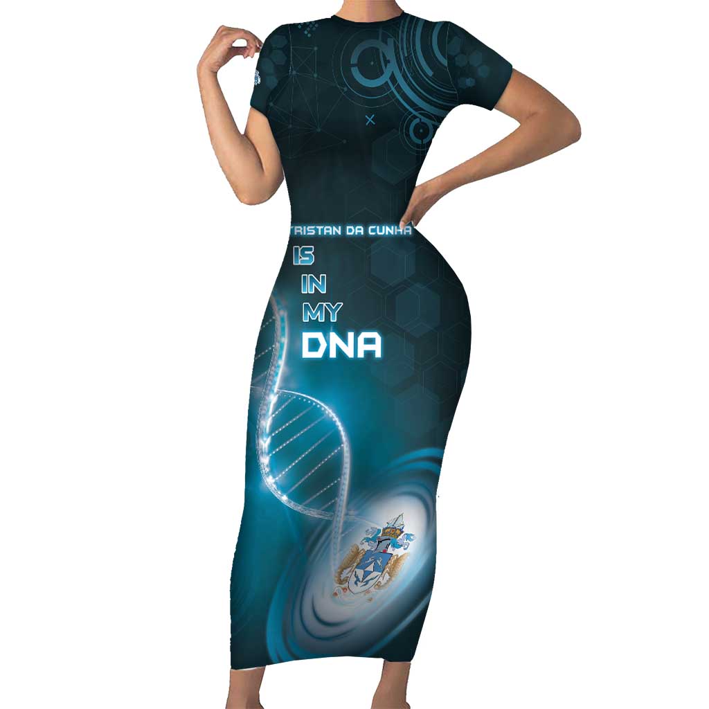 Personalized Tristan Da Cunha Is In My DNA Short Sleeve Bodycon Dress - Wonder Print Shop