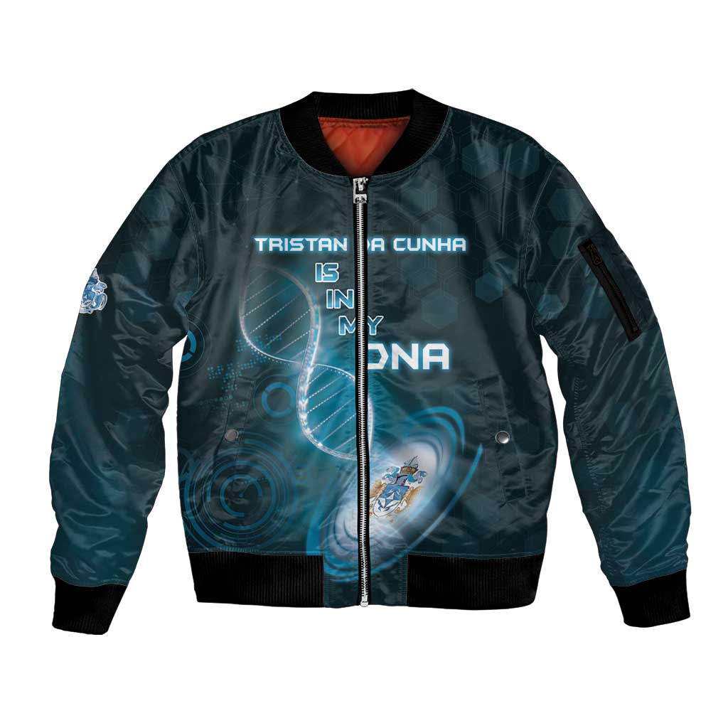 Personalized Tristan Da Cunha Is In My DNA Sleeve Zip Bomber Jacket - Wonder Print Shop