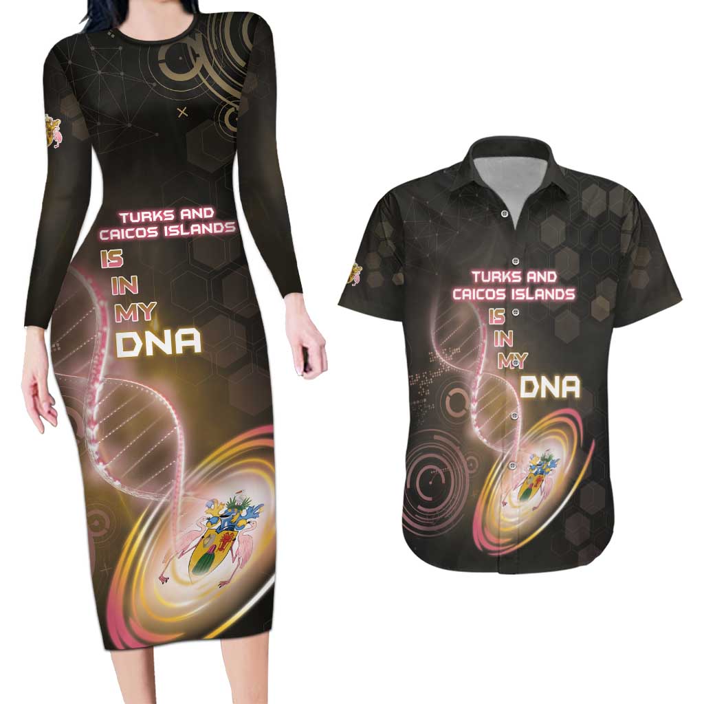 Personalized Turks And Caicos Islands Is In My DNA Couples Matching Long Sleeve Bodycon Dress and Hawaiian Shirt - Wonder Print Shop