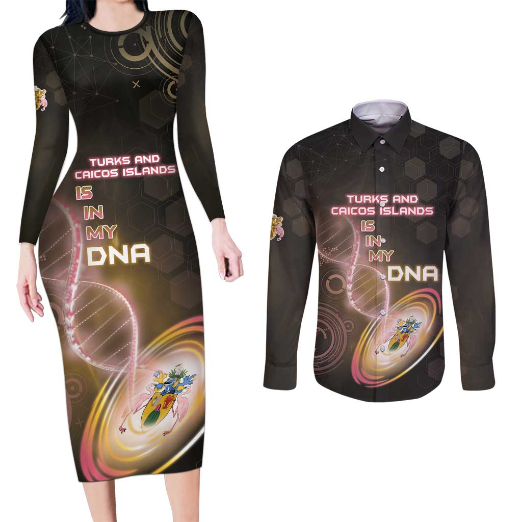 Personalized Turks And Caicos Islands Is In My DNA Couples Matching Long Sleeve Bodycon Dress and Long Sleeve Button Shirt - Wonder Print Shop