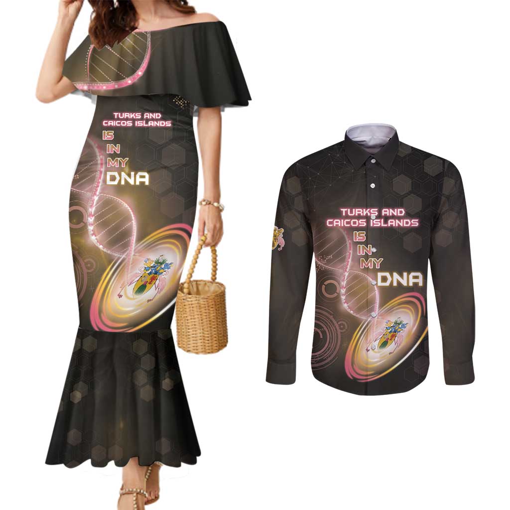Personalized Turks And Caicos Islands Is In My DNA Couples Matching Mermaid Dress and Long Sleeve Button Shirt - Wonder Print Shop