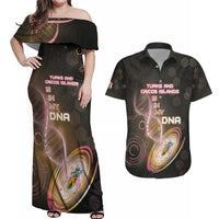 Personalized Turks And Caicos Islands Is In My DNA Couples Matching Off Shoulder Maxi Dress and Hawaiian Shirt - Wonder Print Shop