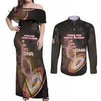 Personalized Turks And Caicos Islands Is In My DNA Couples Matching Off Shoulder Maxi Dress and Long Sleeve Button Shirt - Wonder Print Shop