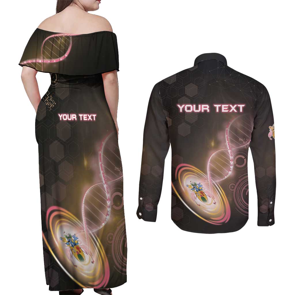 Personalized Turks And Caicos Islands Is In My DNA Couples Matching Off Shoulder Maxi Dress and Long Sleeve Button Shirt - Wonder Print Shop